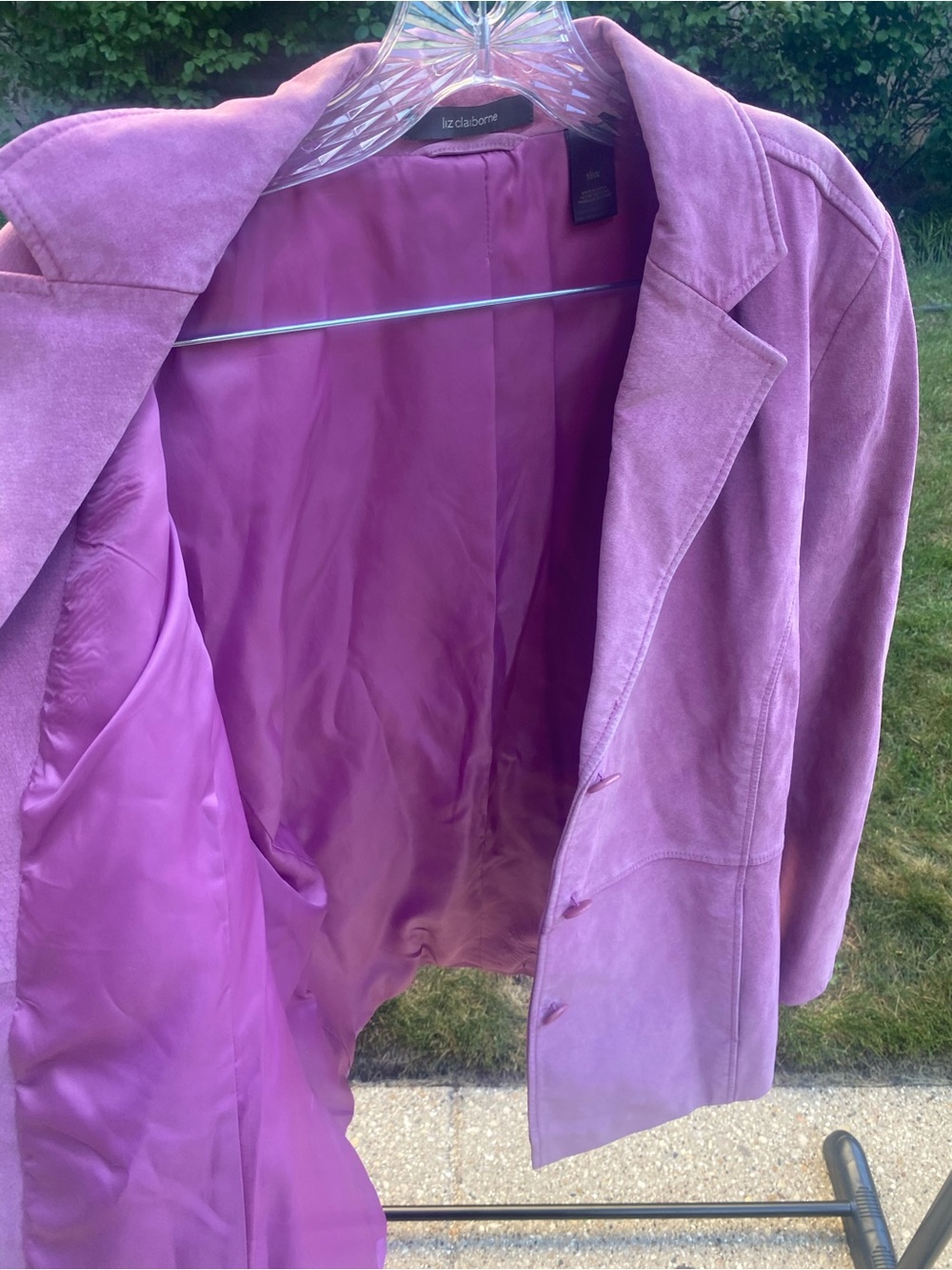 Liz Claiborne Lavender Suede Three-Button Blazer Jacket Size 16 Wide - Picture 2 of 8